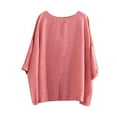 thumbnail image 3 of Blmnix Workwear Y2k Tops for Women Basics Solid Color Cotton,Linen Womans Tops Crew Neck 3/4 Sleeve Pink Tops, 3 of 4