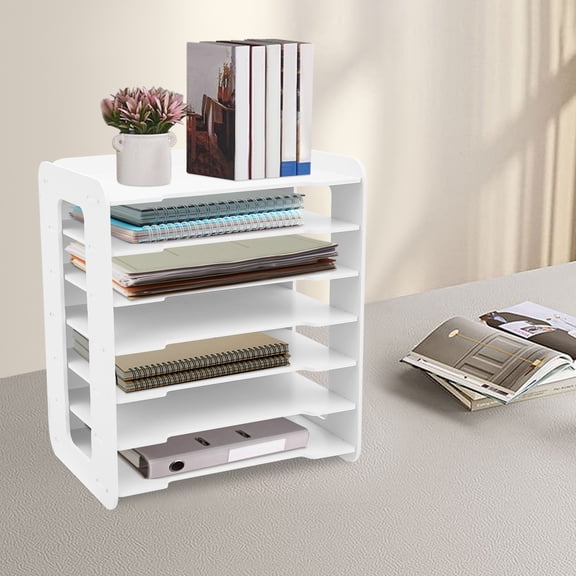 7-layer File Organizer, PVC Paper Sorter Holder, Horizontal Document Storage Rack Shelf, Desktop