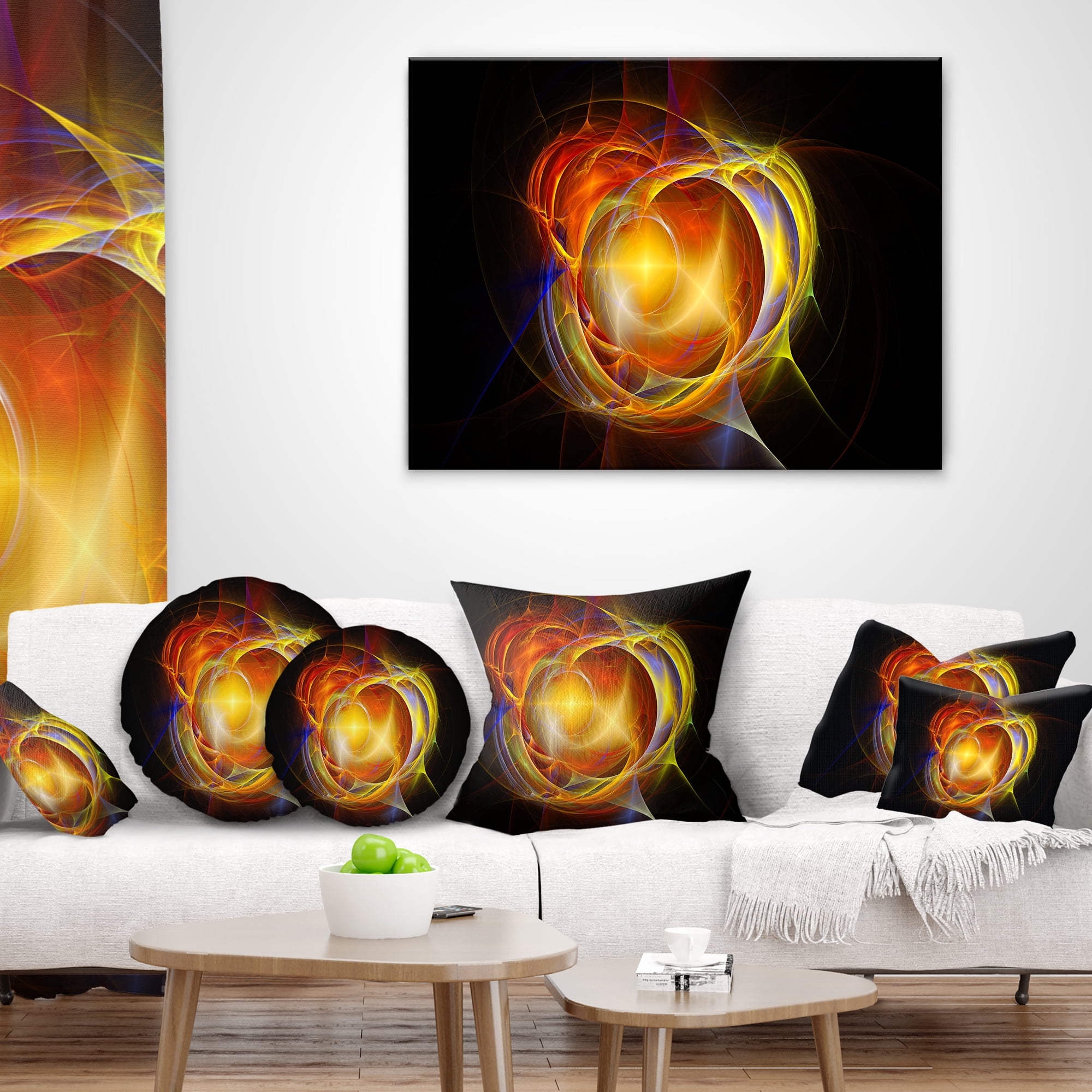 Designart Supernova Explosion in Black - Abstract Throw Pillow - 12x20