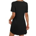 thumbnail image 5 of Summer Dresses for Women 2025, Woman Fashion Comfortable Summer Solid Color Short Sleeve Round-Neck Dress(Black,S), 5 of 8