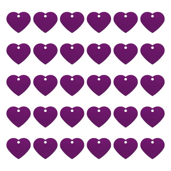 Heart Stamping Blank Tags, Aluminum Blank Dog ID Tag Purple Engraving Tag for Necklace Bracelet Making,30pcs