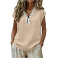 thumbnail image 2 of Lmueinov Women's Boho Cap Sleeve Lace Trim V Neck Tops 2026 Summer Casual Loose Beach Vacation Tee Shirts Blouse, 2 of 8