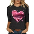thumbnail image 2 of Cadancy Valentine's Shirts for Women 3/4 Sleeve Heart Print Vintage Tunic Tops Crewneck Loose Casual Cute Tees Fashion Valentines Day Outfits, 2 of 6