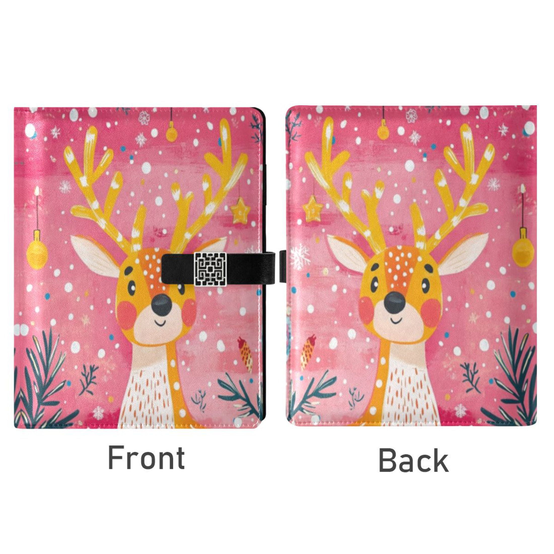 Leather Planner Leather Notebook Notebook Journal Binder Design Pen Pocket Design Convenient for Storage Yellow Christmas Deer