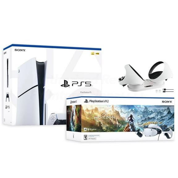 PlayStation 5 & PSVR2 Horizon Call of the Mountain Deluxe Combo, VR2 Headset, Sense Controllers, PS5 Disc Console, DualSense, 4K HDR Advanced Graphical Rendering, w/ IGRL Charging Dock- PS5 VR2 Bundle