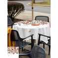 thumbnail image 4 of Outdoor Tablecloth with Umbrella Hole and Zipper, Orange Teal Fall Square Table Cloth 60x60 Inch Waterproof Tablecloth, Weeping Botanical Pumpkins Thanksgiving Picnic Table Cover for Patio Camping, 4 of 7