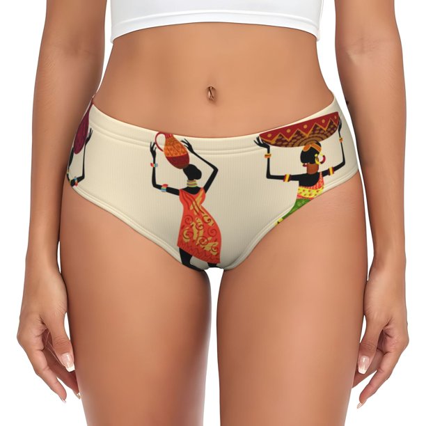 Fotbe African Women Calzones Estampados para Mujer – Ropa Interior de Algodón, Cómoda, Suave y Elástica-3X-Large