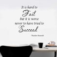 thumbnail image 2 of VWAQ It Is Hard To Fail But It Is Worse Never To Have Tried To Succeed Theodore Roosevelt Inspirational Wall Decals (22"H x 22"W Black), 2 of 3