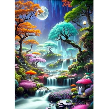 Ginfonr 5D Diamond Painting Kit - 12x16 Inch Full Drill Landscape DIY Art For Adults