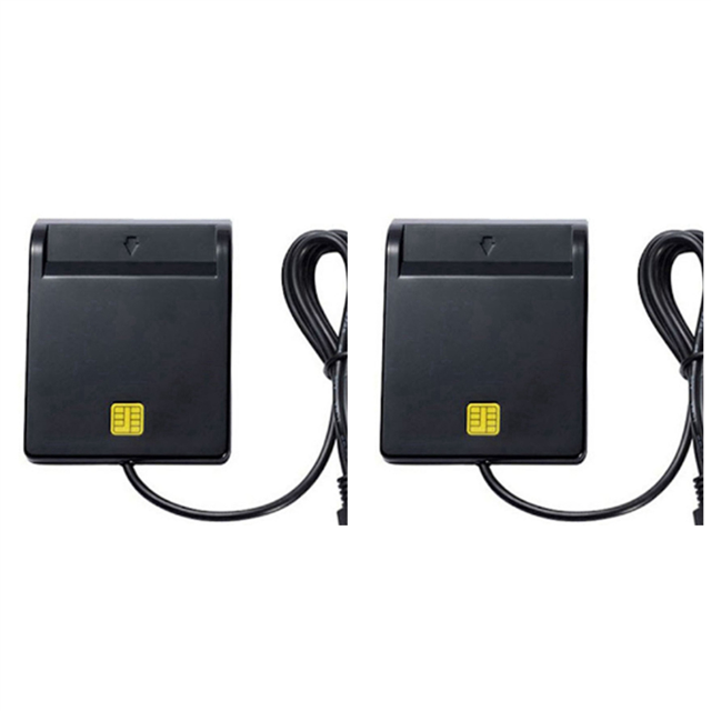 2X Lecteur de Carte Intelligente USB Atm Banque Déclaration de Taxe Ic Carte d'Identité Lecteur de Carte Intelligente (Noir), 2 x Lecteur de Carte Intelligente, Noir