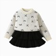 thumbnail image 3 of WXFAZCVU Girls 2 Piece Outfits Bow Long Sleeved Sweater Top and Skirt Set Fall Fashion Clothes Size 1-2 Years, 3 of 4