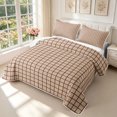 thumbnail image 3 of Manfei Classic Checkered Quilt King,Rustic Plaid King Coverlet Set,Beige Red,3 Pieces,1 Bedspread and 2 Pillowcases, 3 of 7