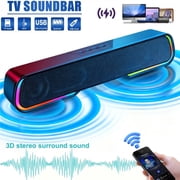 Bluetooth Sound Bar - Portable Speaker with Color-Changing Lights, 1200mAh Battery, USB/TF/AUX/FM Radio Support for TV, PC & Phone