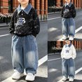 thumbnail image 4 of Toddler Baby Boy Clothes Infant Fall Winter Outfits Striped Waffle Long Sleeve Crewneck Sweatshirts Pants 2-3Years, 4 of 9