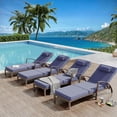 thumbnail image 4 of Outdoor Rattan Chaise Lounge Set of 2, 5-Position Adjustable, Folding Patio Pool Chair with Cushions, Blue, 4 of 8