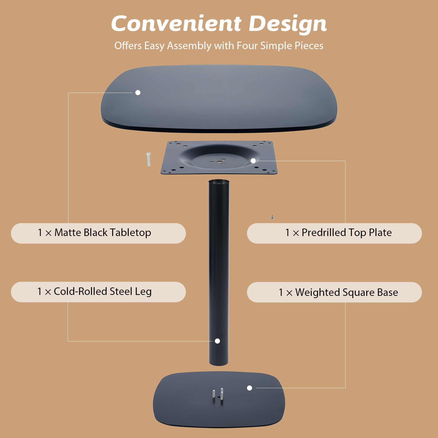 32" Tulip Table Small Pedestal Table for 4 Modern Square Dining Room Table Black