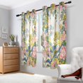 thumbnail image 2 of Yayeee Window Curtains Light Filtering 63"x42" Grommet Panel Pair Home Living Room Decor, Pink Floral Wave, 2 of 7