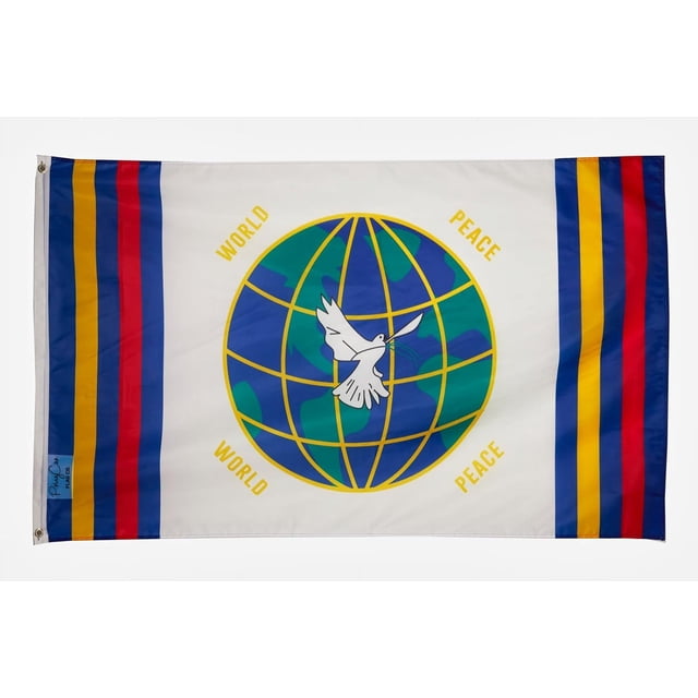 Bandera de la Paz Mundial 3x5 pies Pancarta Hippie Pacifista Paloma Tierra No Guerra Oliva