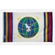 thumbnail image 1 of Bandera de la Paz Mundial 3x5 pies Pancarta Hippie Pacifista Paloma Tierra No Guerra Oliva, 1 of 5