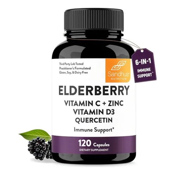 SANDHUS | Elderberry vitamin C zinc plus | 120 cápsulas