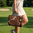 thumbnail image 3 of COEQINE Quilted Golf Cart Seat Cover, Folds Like a Bag with Handle for Easy Carry, Universal Fit 51.2"x30.3" for EZGO Yamaha Club Car 2-Seaters, 4 Pockets, American Tribal Brown Cow Print, 3 of 8