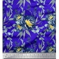 thumbnail image 1 of Soimoi Blue Velvet Fabric Leaves & Peony Floral Decor Fabric Printed Yard 60 Inch Wide, 1 of 3