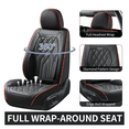 thumbnail image 6 of FLORICH Car Seat Covers Full Set, Waterproof Faux Leather Seat Protectors, Automotive Interior Cushions Universal Fit for Most Cars Suv Trucks, Red Line, 6 of 9