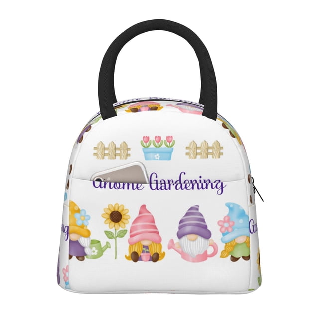 Disketp Watercolor Gnome Garden Bolsa Térmica para Almuerzo, Lonchera con Abertura Amplia y Gran Capacidad, Organizador Reutilizable para Mujeres, Hombres y Adultos