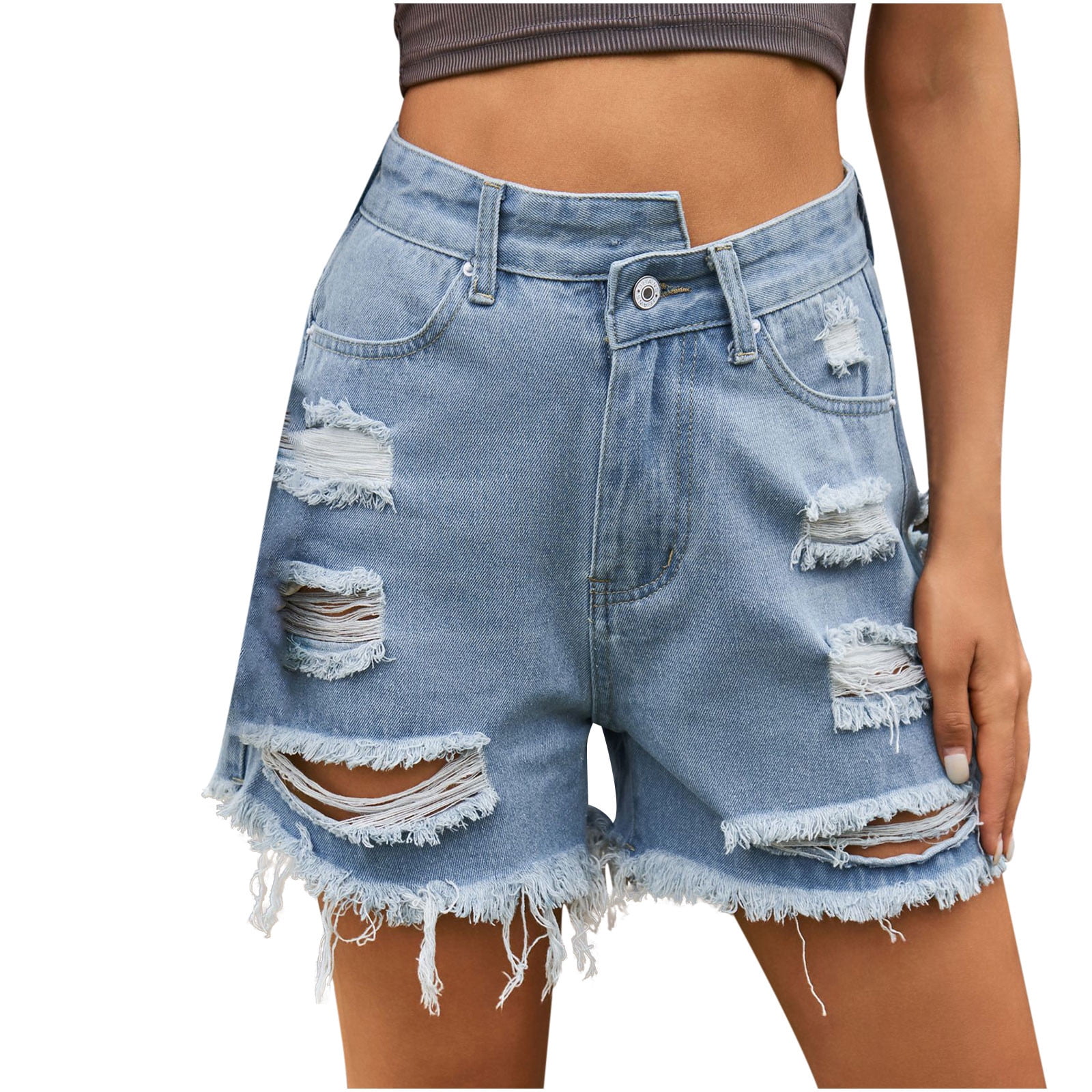 XZNGL Jeans for Women High Waist Womens Fashion Jeans Mini Pants High Waist Shorts Design Hole Beach Bottom Shorts High Waist Jeans for Women Women