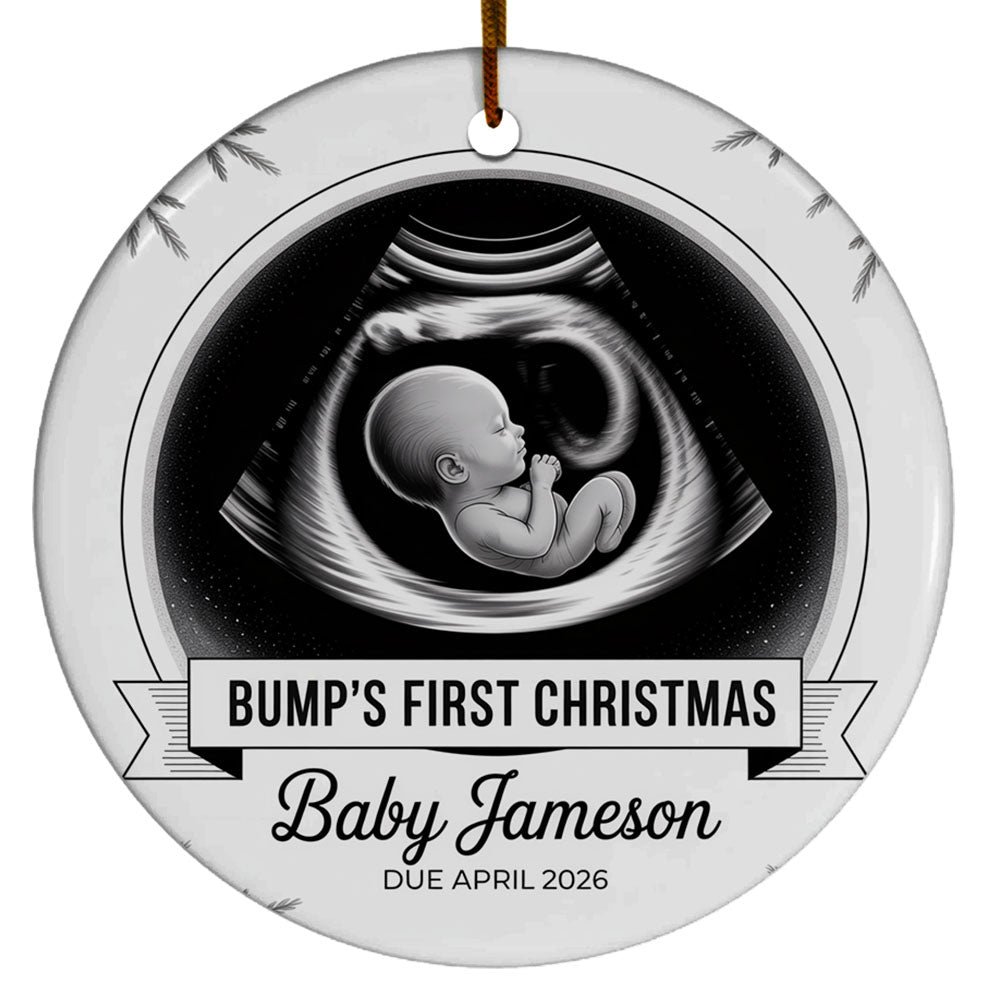 Photo Bump's First Christmas Ornament 2025, Baby Bump Sonogram Ultrasound Photo Christmas Ornament