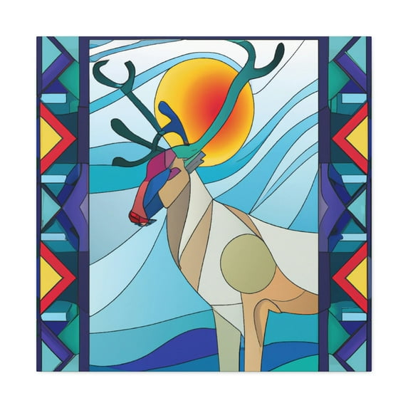 Reindeer's Radiant Dance - Canvas