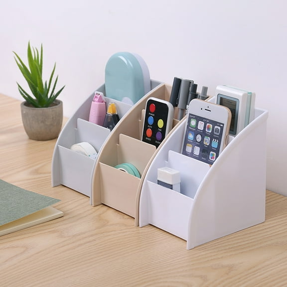 Windfall Office Pencil Holder Multifunctional Desk Supplies Organizer for Pen Pencil Business Cards Phone TV Remote Control Stationery Accessories Collection Nightstand Caddy Storage Box