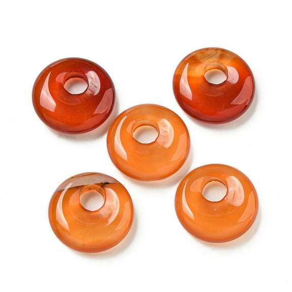 20 pc Natural Red Agate Donut/Pi Disc Charms 14~14.5x4mm Hole: 4mm