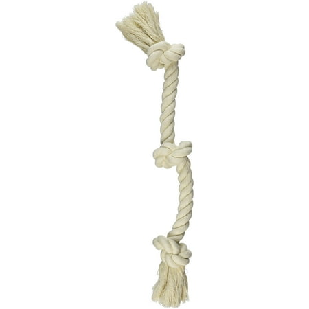 Mammoth Flossy Chew Flossy Chews 100-Percent Cotton White 3-Knot Rope Tug Medium, 20-Inch Ship from US..., By Mammoth ()