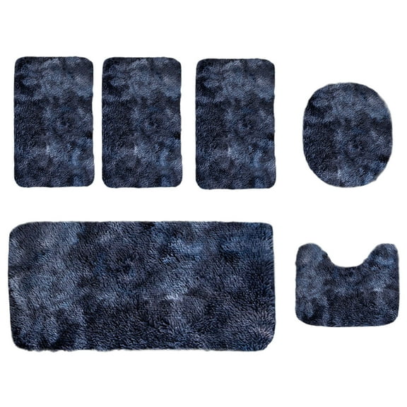 Tahtuvzn School Bathroom Rugs New Mixed Color Bath Mats 6 Set Whole Roompcs Toilet Universal Soft Water Absorption Non Slip Thick Machine Washable Easy to Dry Dark
