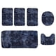 thumbnail image 2 of Juego de alfombrillas para baño, 6 piezas, absorción de agua suave, antideslizante, grueso, lavable, fácil de secar, teñido, esponjoso, pelo largo, azul oscuro, 2 of 7