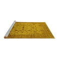 thumbnail image 2 of Ahgly Company Machine Washable Indoor Round Oriental Yellow Industrial Area Rugs, 5' Round, 2 of 4
