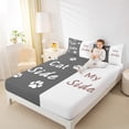 thumbnail image 4 of Homewish Romantic Valentine'Day Twin Sheet Sets, Grey White Kids Twin Fitted Sheet, 3pcs, 4 of 7