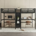 thumbnail image 2 of HICOMILA Twin Size Loft Bed with Desk and Stairs,Metal Double Loft Beds with Wardrobe and USB Outlet, Heavy Duty Loft Bed for 2 with Storage Shelves, Noise Reduced, Black, 2 of 10