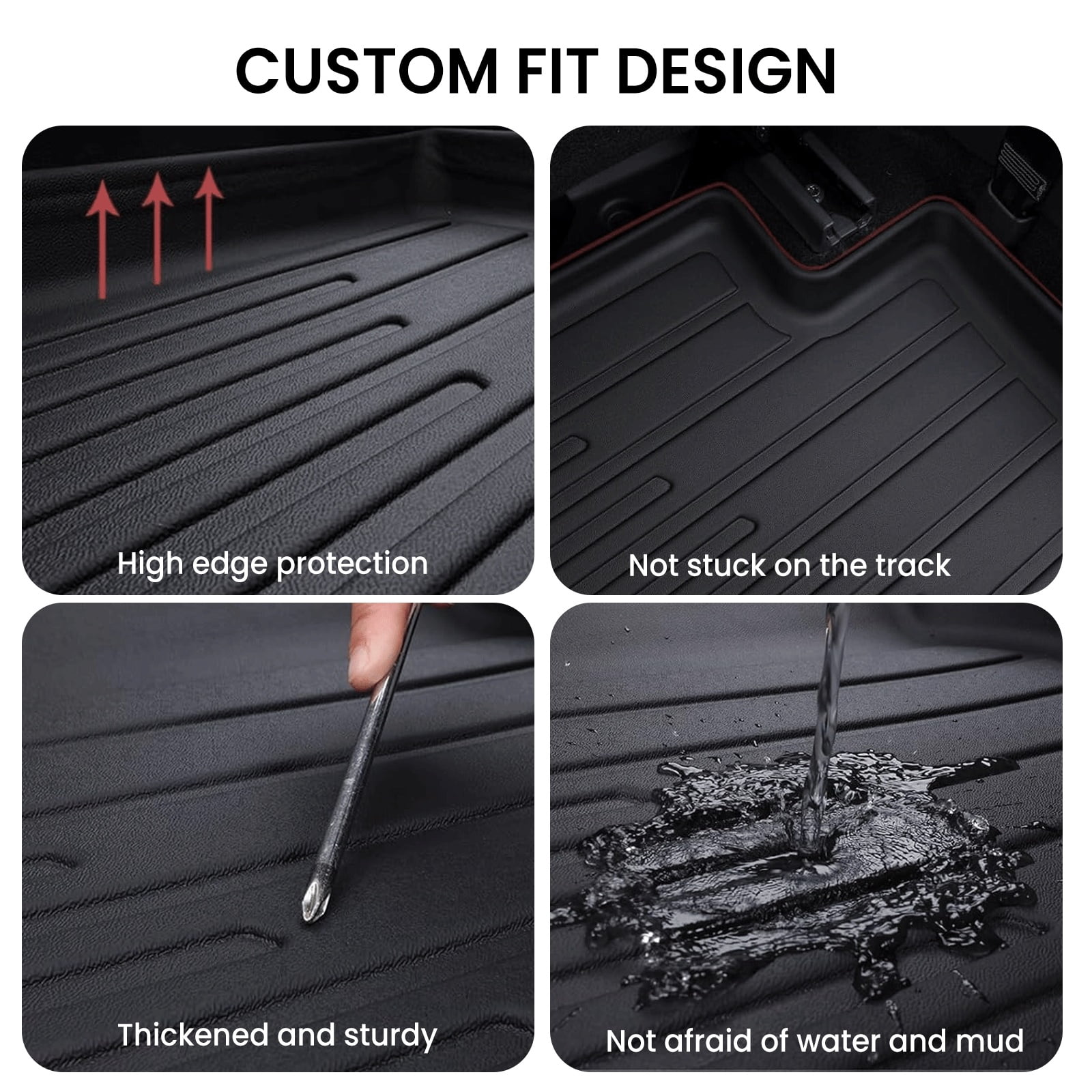 WheelX Floor Mats Fit for 2018-2025 Ford Expedition 7-Seater, TPE All Weather Custom Fit for Expedition with Backrest, Back Seat Protector for Expedition Accessories