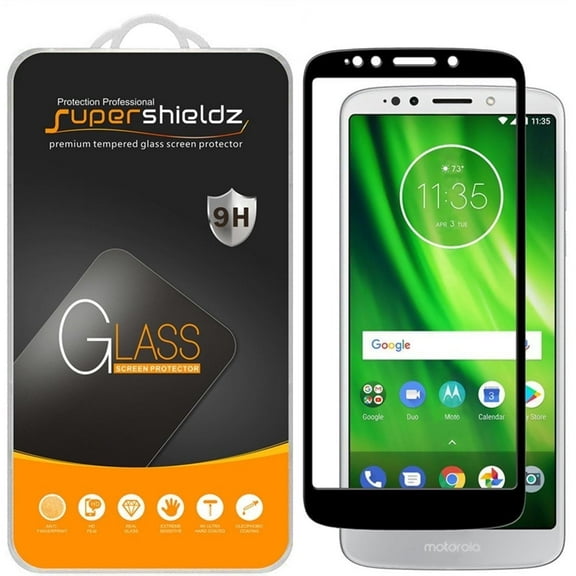 (2-Pack) Supershieldz Designed for Motorola Moto G6 Forge/ Moto G6 Play [Full Screen Coverage] Tempered Glass Screen Protector, Anti-Scratch, Anti-Fingerprint, Bubble Free (Black Frame)