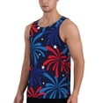 thumbnail image 2 of Uemuo Red White Blue Fireworks Pattern Men's Muscle Shirts Sleeveless Dry Fit Gym Workout Tank Top Lightweight Sports Tank Top Beach Tank Top, Loose-fit Sleeveless Shirt-XX-Large, 2 of 7