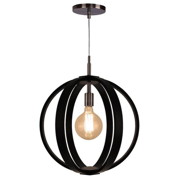 Woodbridge Lighting Celestial 1 Light Wood Pendant in Brushed Brass/Black