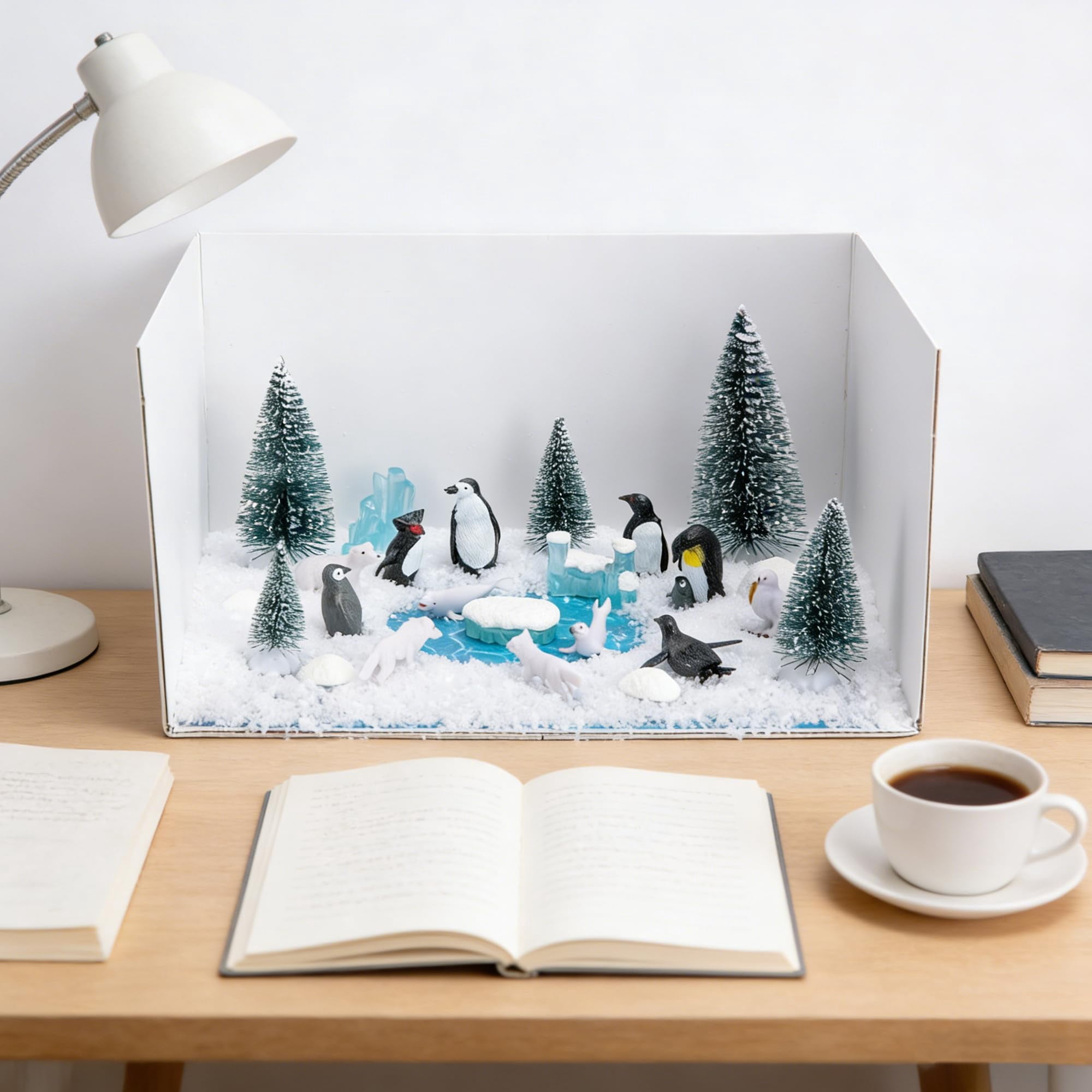 Ebaokuup 30 Pcs Arctic Animal Diorama Kit with Polar Bear & Penguin for Crafts