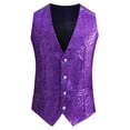 thumbnail image 5 of INSPIRE CHIC Sequin Suit Vest for Men's V-Neck Sleeveless Disco Sparkly Waistcoat S Purple, 5 of 5
