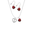 thumbnail image 2 of Delight Jewelry Silvertone Open heart with Imitation Pearl Drop Red Lucky Ladybug Necklace and Dangle Earrings Set, 2 of 6