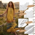 thumbnail image 7 of Jiueut Crane Bird Mountain Print Sleeveless Linen Look Maxi Dress for Women with Pockets, Loose Fit Flowy Summer Sundress Crewneck Casual Beach Vacation Dress, 4XL, 7 of 7