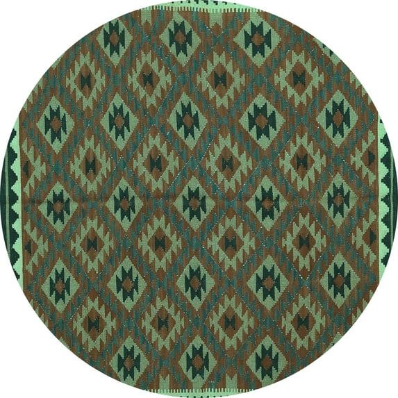 Ahgly Company Indoor Round Oriental Turquoise Blue Traditional Area Rugs, 5' Round