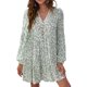 thumbnail image 1 of Vestido, Vestido floral de mujer de manga larga con cuello en V Mini vestido suelto de vacaciones Meterk Blanco/Grande, 1 of 7