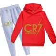thumbnail image 3 of Conjunto de 2 piezas de ropa con capucha y pantalones con estampado de fútbol CR7 para niños y niñas de 3 a 14 años, chándal para primavera y otoño, 3 of 5